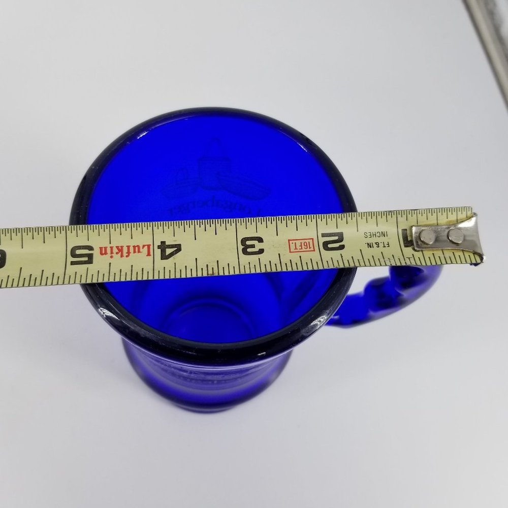 Longaberger Plastic Mug Cup Glass Latte Footed Blue Cobalt Royal Bright 16 Ounce - Picture 10 of 11